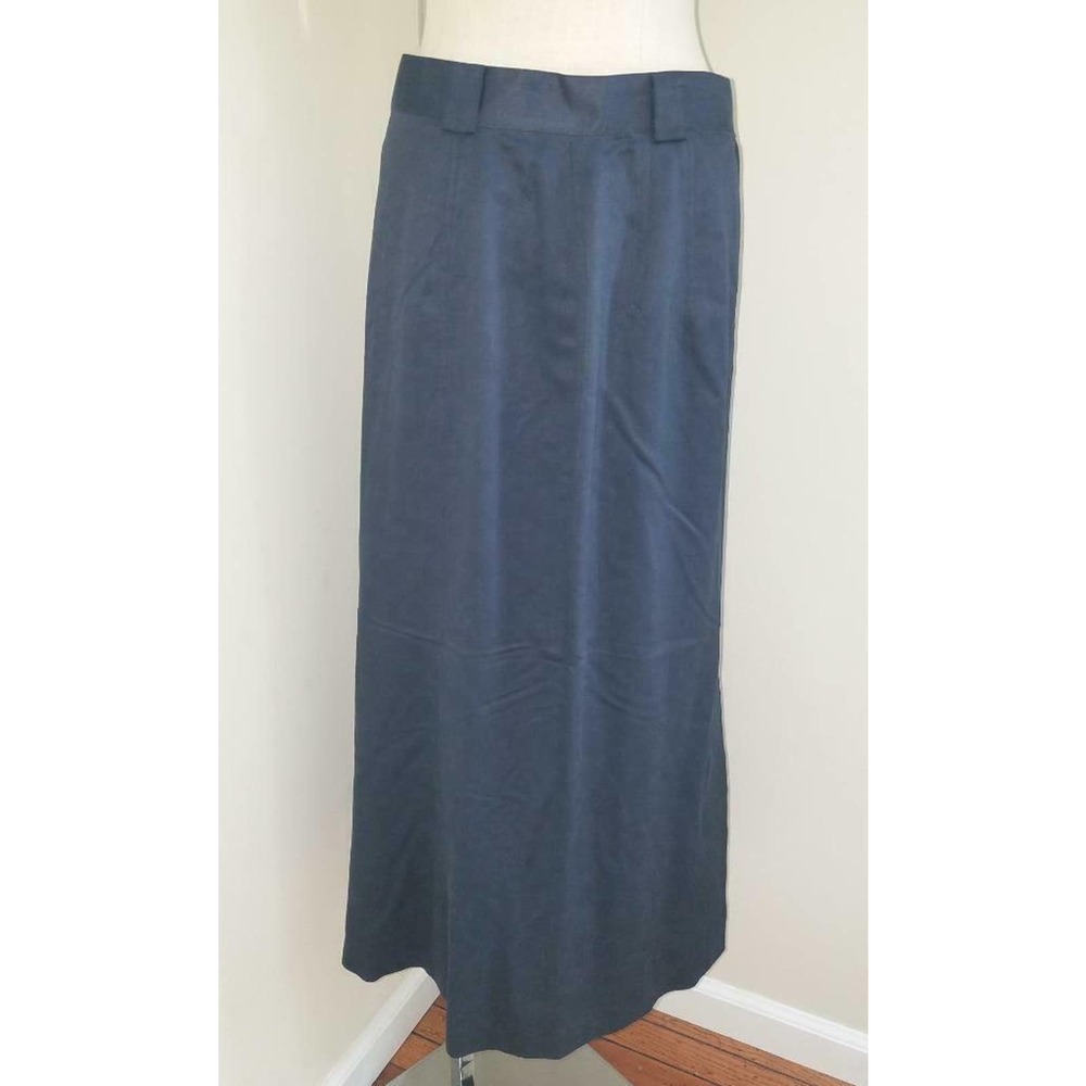 BANANA REPUBLIC Made Italy Navy Blue Long High Waist Riding Skirt 14 Vtg 10/12 - Picture 2 of 9